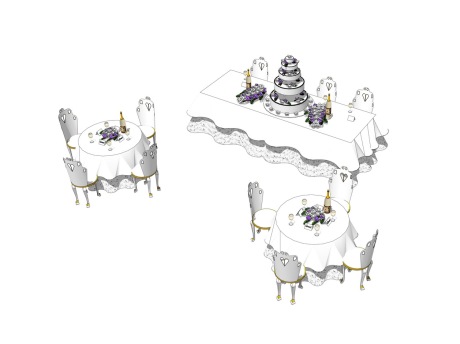 婚礼餐桌椅组合SU模型