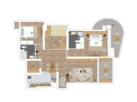 日式三房两厅家装空间SU模型