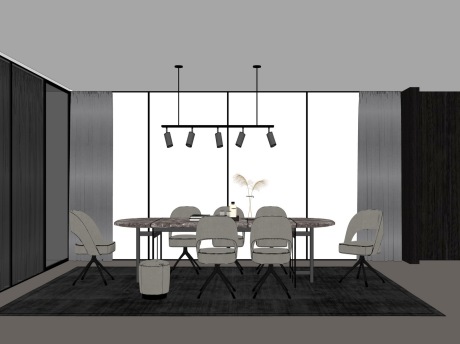 现代餐厅空间SU模型