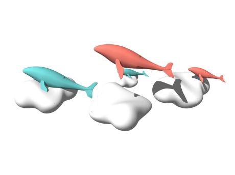 鲸鱼云朵雕塑SU模型