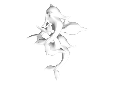 海豚雕塑SU模型