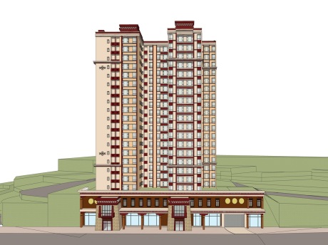 藏式高层住宅SU模型