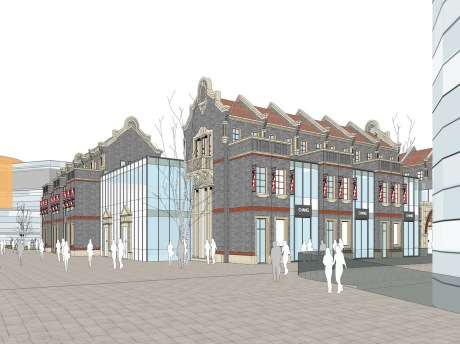 绿地长春饕界民国风商业街SU模型