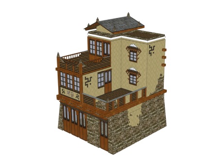羌族别墅SU模型