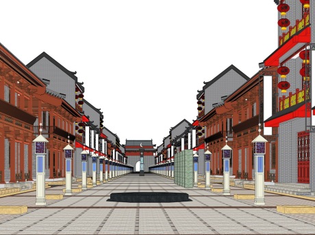 古建商业街SU模型