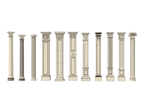 欧式罗马柱组合SU模型