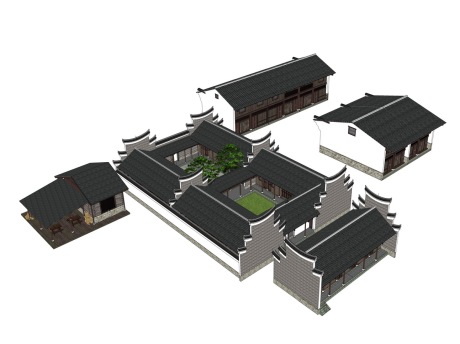 新中式书院SU模型