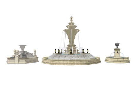 欧式水钵水景喷泉SU模型