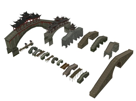 中式拱桥组合SU模型
