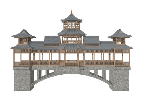 中式风雨桥SU模型