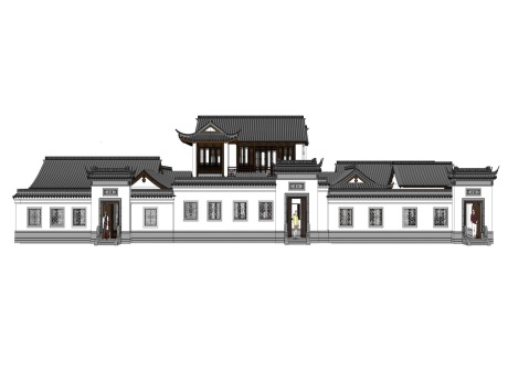 中式合院别墅SU模型