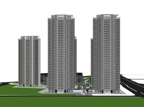 兰溪大观现代高层住宅+洋房SU模型