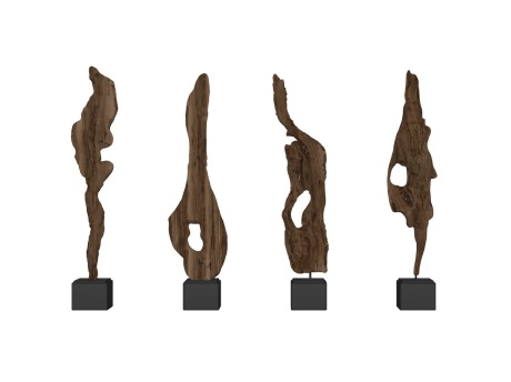 现代干树雕塑工艺品摆件SU模型