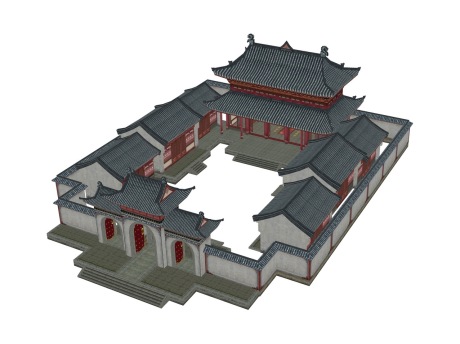 山院寺庙SU模型