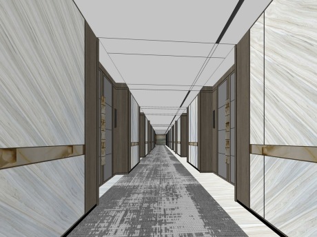 新中式走廊SU模型