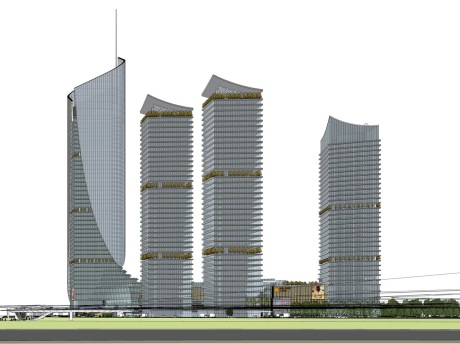 现代商业综合体+超高层住宅SU模型