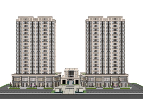 旭辉太仓府新古典高层住宅+商业SU模型
