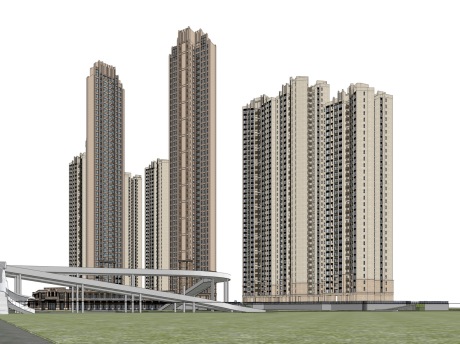 深圳中海天钻新古典高层住宅SU模型