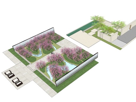 中庭景观节点SU模型