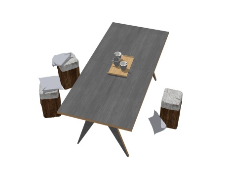 北欧茶桌椅SU模型
