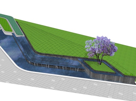现代水景树池SU模型