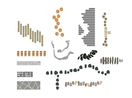 汀步道石板路组合SU模型