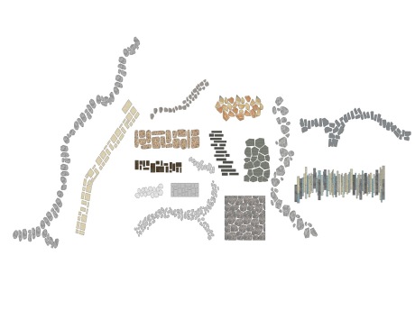 汀步道石板路组合SU模型