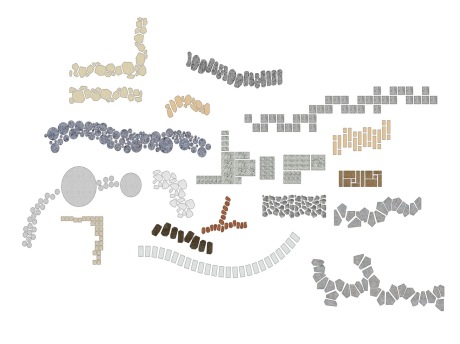 汀步道石板路组合SU模型