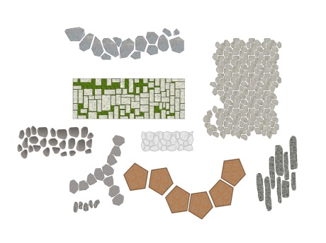 汀步道石板路组合SU模型