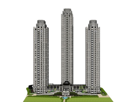 大都会新古典超高层住宅SU模型