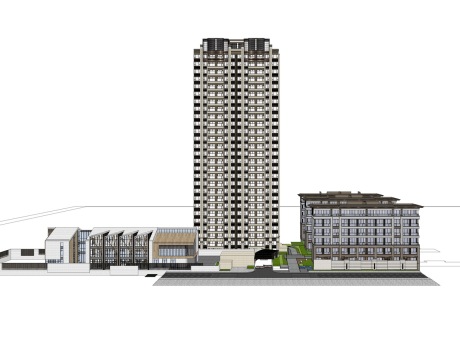 新亚洲高层住宅+洋房+售楼处SU模型