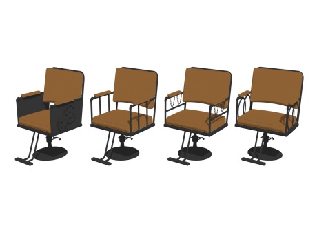 现代工业风理发店椅子组合SU模型
