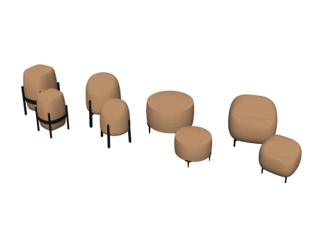 现代沙发凳矮凳脚凳组合SU模型