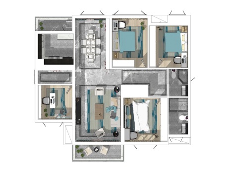 中式四房两厅家装空间SU模型