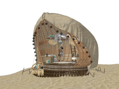 沙滩小屋SU模型