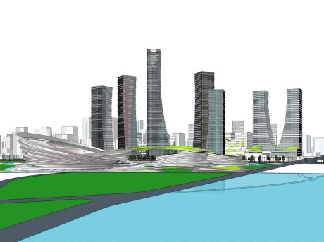 现代城市规划综合体SU模型