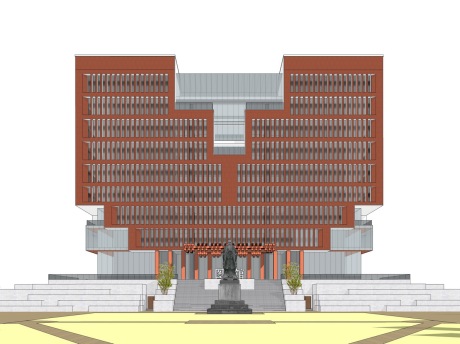 红砖图书馆SU模型