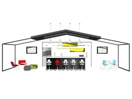 现代茶水间休息区SU模型