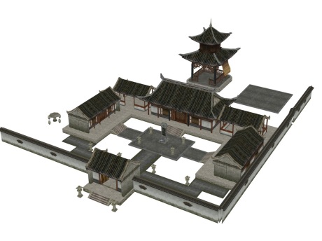 古建寺庙SU模型