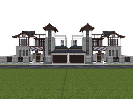 新中式别墅SU模型