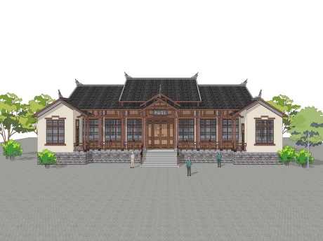 中式书院SU模型