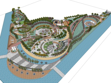 滨水广场景观SU模型