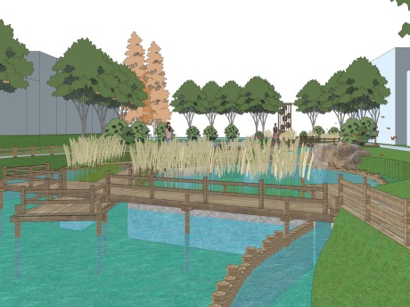 湿地公园景观SU模型