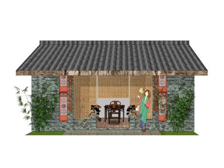 中式茶室SU模型