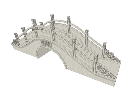 中式石拱桥SU模型