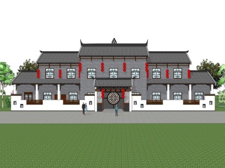 中式传统独栋别墅SU模型