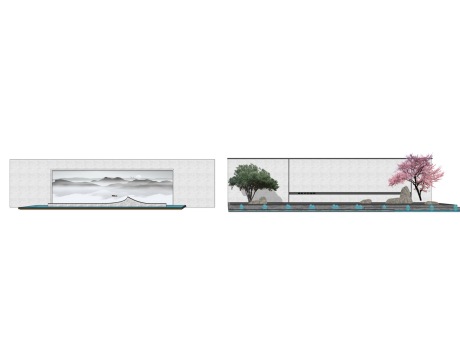 中式水景景墙SU模型