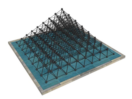 金字塔结构水景SU模型