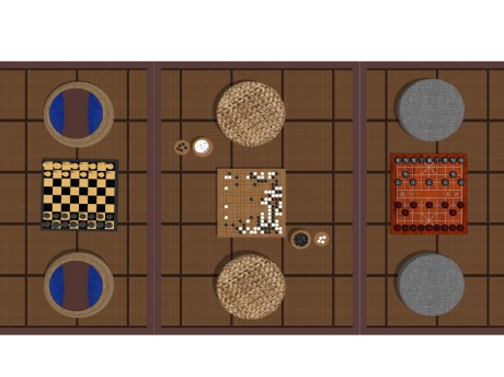 中式蒲团围棋象棋SU模型