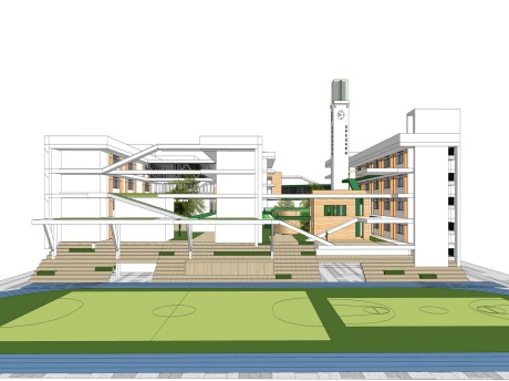 深圳龙华区龙兴学校SU模型